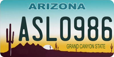 AZ license plate ASL0986