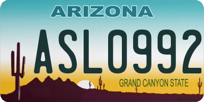 AZ license plate ASL0992