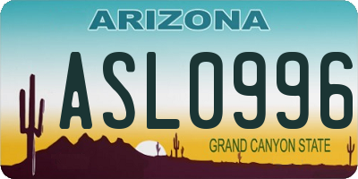 AZ license plate ASL0996