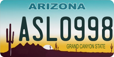 AZ license plate ASL0998