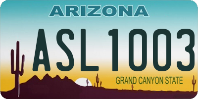 AZ license plate ASL1003