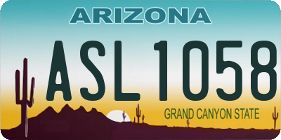 AZ license plate ASL1058