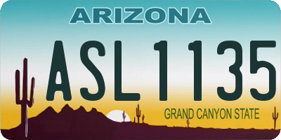 AZ license plate ASL1135