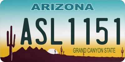 AZ license plate ASL1151