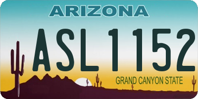 AZ license plate ASL1152