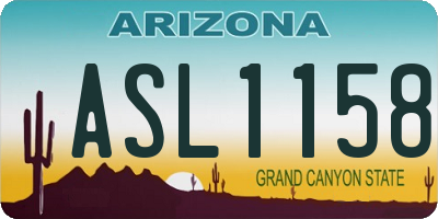 AZ license plate ASL1158