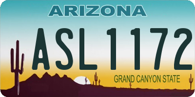 AZ license plate ASL1172