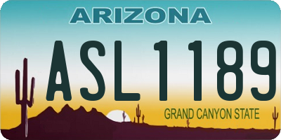 AZ license plate ASL1189