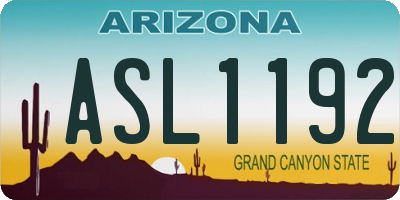 AZ license plate ASL1192
