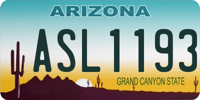 AZ license plate ASL1193