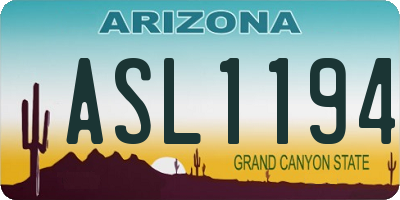 AZ license plate ASL1194