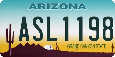 AZ license plate ASL1198