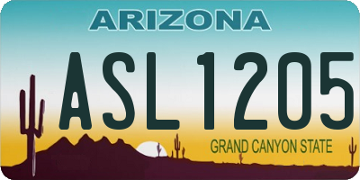 AZ license plate ASL1205