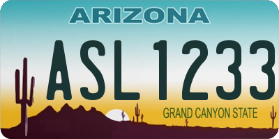 AZ license plate ASL1233