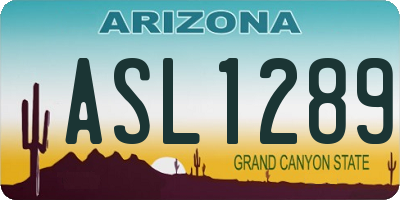 AZ license plate ASL1289