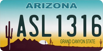 AZ license plate ASL1316