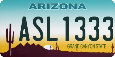 AZ license plate ASL1333