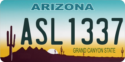 AZ license plate ASL1337