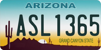AZ license plate ASL1365