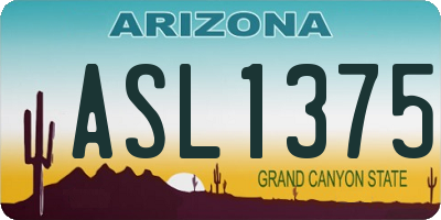 AZ license plate ASL1375