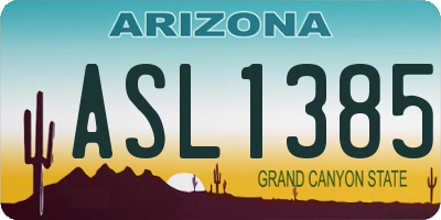 AZ license plate ASL1385