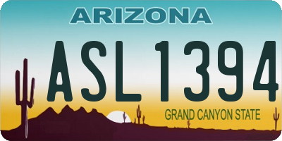 AZ license plate ASL1394