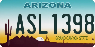 AZ license plate ASL1398