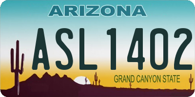 AZ license plate ASL1402