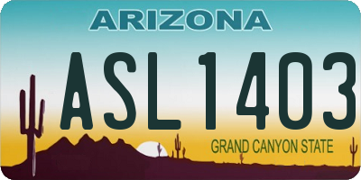 AZ license plate ASL1403