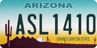 AZ license plate ASL1410
