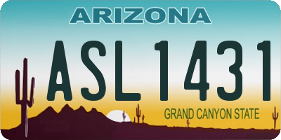 AZ license plate ASL1431