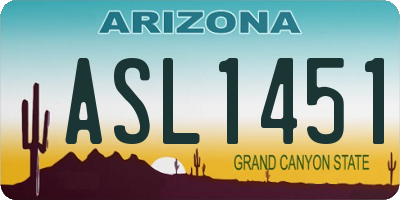 AZ license plate ASL1451