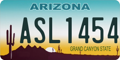 AZ license plate ASL1454