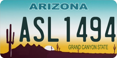 AZ license plate ASL1494