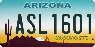 AZ license plate ASL1601