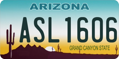 AZ license plate ASL1606