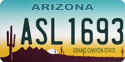 AZ license plate ASL1693