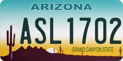 AZ license plate ASL1702