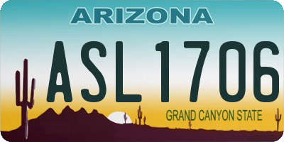 AZ license plate ASL1706