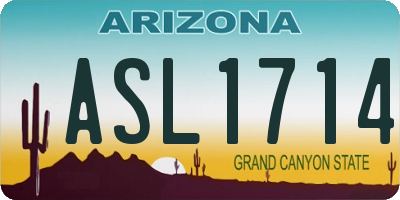 AZ license plate ASL1714