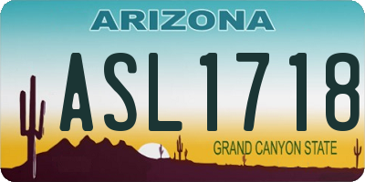 AZ license plate ASL1718