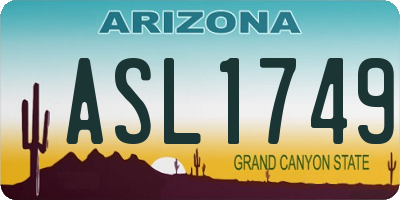 AZ license plate ASL1749