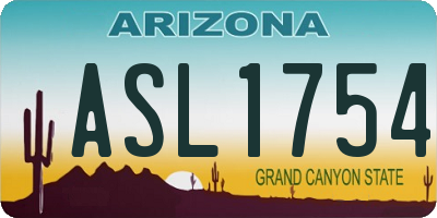 AZ license plate ASL1754