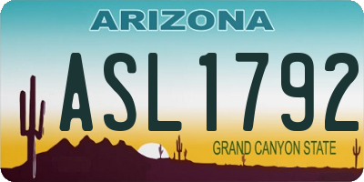 AZ license plate ASL1792