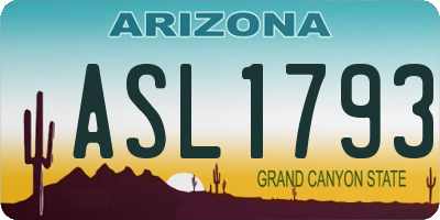 AZ license plate ASL1793