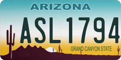 AZ license plate ASL1794