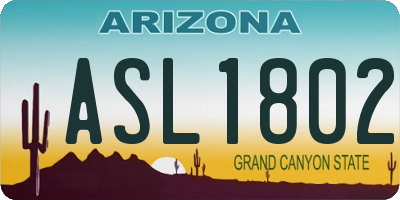 AZ license plate ASL1802