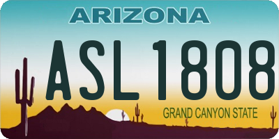 AZ license plate ASL1808