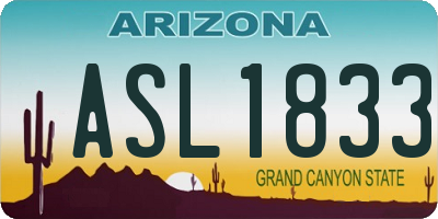 AZ license plate ASL1833