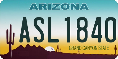 AZ license plate ASL1840